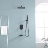 12-Inch 3-Spray Shower System With Square Wall Mounted Adjustable Shower Head And Handheld Shower With Hose