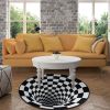 3D Visual Floor Area Mat Anti-slip Illusion Rug Doormat Round Living Room Carpet Mat