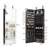 Wall and Door Mounted Mirrored Jewelry Cabinet with Lights