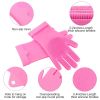 1 Pair Magic Silicone Brush Dishwashing Gloves Cleaning Sponge Pet Scrubber Heat Resistant Wash Gloves