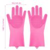 1 Pair Magic Silicone Brush Dishwashing Gloves Cleaning Sponge Pet Scrubber Heat Resistant Wash Gloves