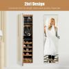 Wall and Door Mounted Mirrored Jewelry Cabinet with Lights