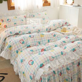 Small Floral Korean Version Bed Skirt Set Of Four Pieces (Option: Strawberry-0.9m bed sheet style)