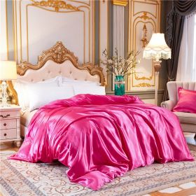 Summer Bare Sleeping Ice Silk Quilt Cover Summer (Option: Rose Red-Four Pieces 180x220cm)