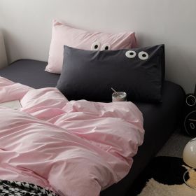 Big Eyes All Cotton Washed Cotton Bed Fittings (Option: Girl Pink Gray-200cm Bed Sheet)